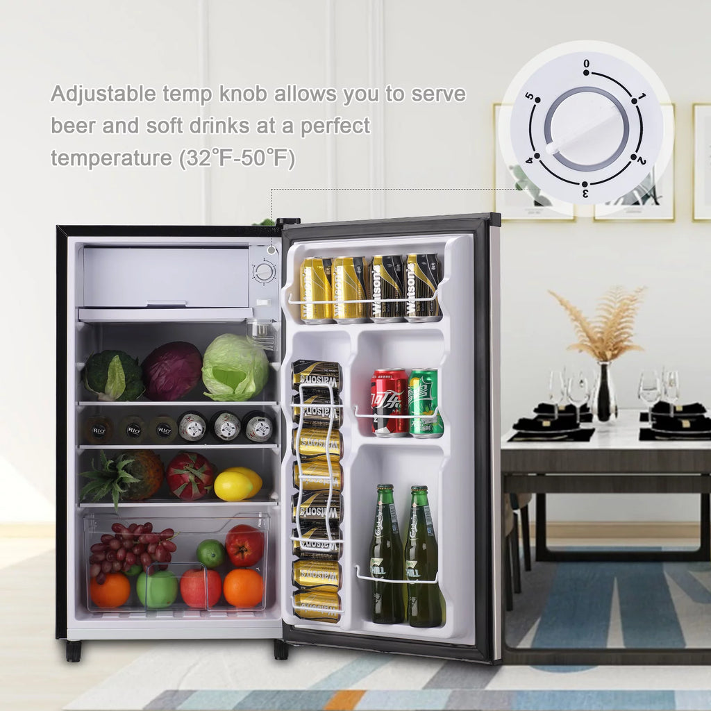 WANAI Mini Refrigerator 3.2 Cu.Ft Single Door, Black E553