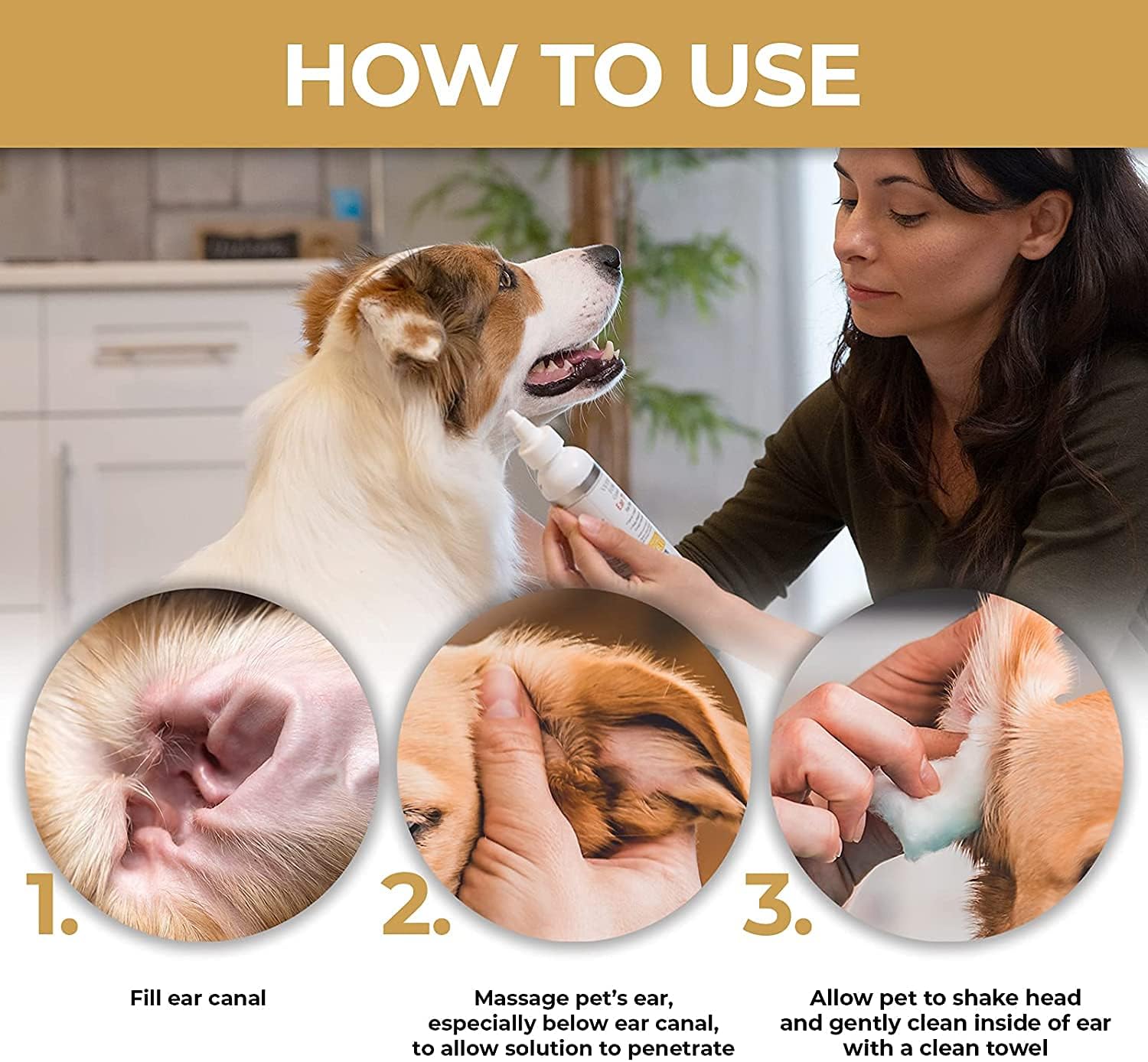 Veterinary Formula Clinical Care Ear Therapy, 4 oz. – Medicated Ear Drops for Dogs and Cats – 3 Pack P9954