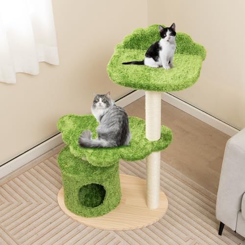 Tangkula Cat Tree Tower, Multi-level Wood Cat Tower with Sisal Scratching Posts, 38 Inch C2485