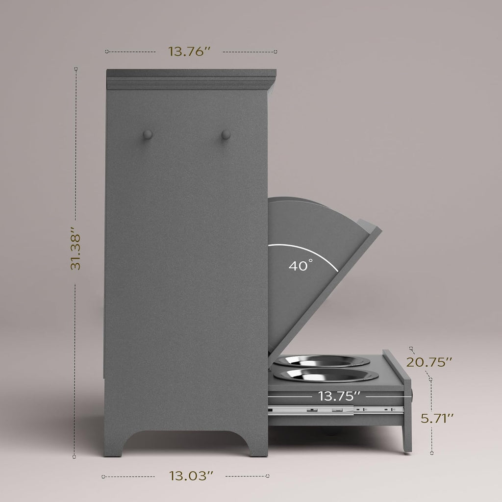 Roomfitters Modern Dog Feeder Station with 2 Raised Bowls, Dark Gray X7396