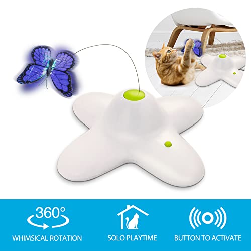 ALL FOR PAWS 2 in 1 Cat Wand Toy with Butterfly Spinner, USB Rechargeable S24679