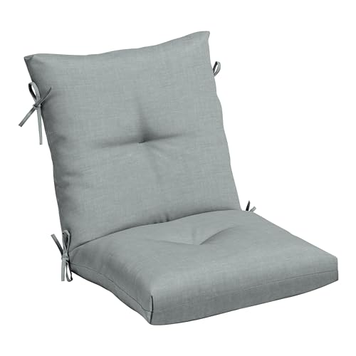 Arden Outdoor Plush Tufted Dining Chair Cushion, 21 x 40, Black Cabana Stripe I23003