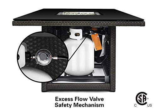 Outland Living 410 Series 36-Inch Propane Fire Pit Table with Tempered Glass Top, Slate Grey T84868