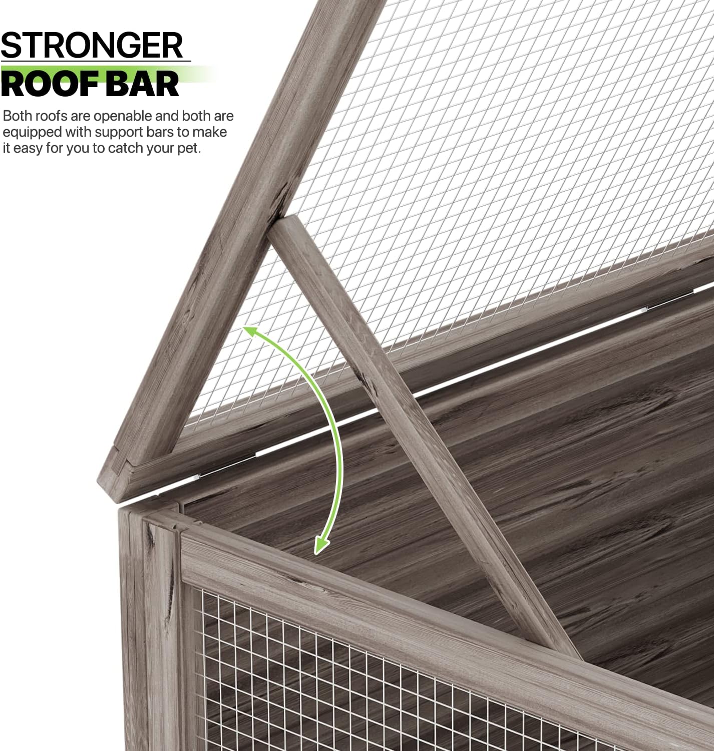 Magshion Outdoor Tortoise Enclosure Wooden Pet House Reptile Cage, 36.75" Grey T8522
