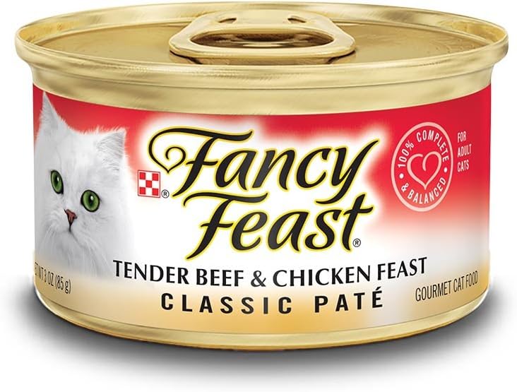 Fancy Feast Classic Tender Beef & Chicken Feast Cat Food, 3 oz, 12 Cans W4009
