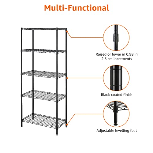 Amazon Basics 3-Shelf Adjustable Steel Wire Rack Storage Shelving, Chrome D243