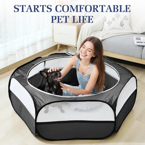 Pawaboo Small Animals Playpen, Waterproof Pet Cage Tent with Zippered Cover, Portable Outdoor Yard Fence, Green C9530