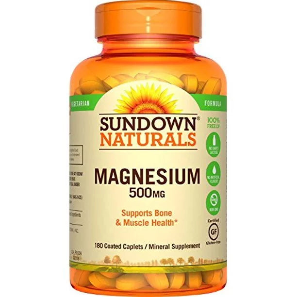 Sundown Naturals Magnesium 500 mg, 180 Caplets, 5 Pack H265949