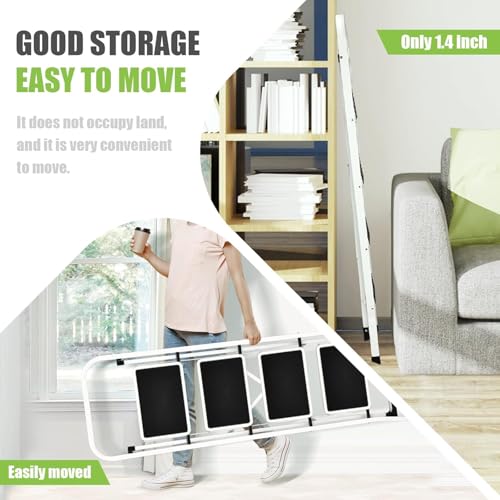 Soctone 2 Step Folding Ladder with Anti-Slip Pedal and Handrails, White V202