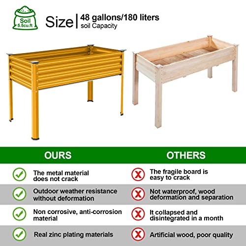 Land Guard Galvanized Raised Garden Bed with Legs, 48×24×32in Metal Elevated Planter Box Z11926