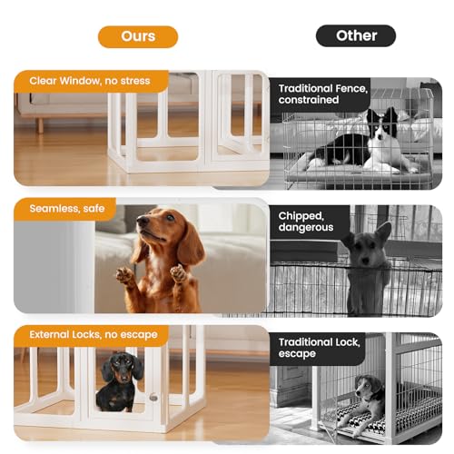 Clear Acrylic Dog Playpen 24" H Indoor Pet Fence for Puppy Small Dog Rabbit Cat R696
