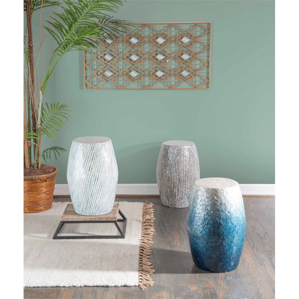 Riverbay Furniture Ombre Capiz Mosaic Drum Table Blue T110