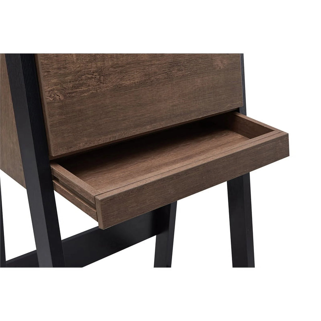 Urbanpro Modern Wood Secretary Desk Walnut Oak Brown/Black P61080