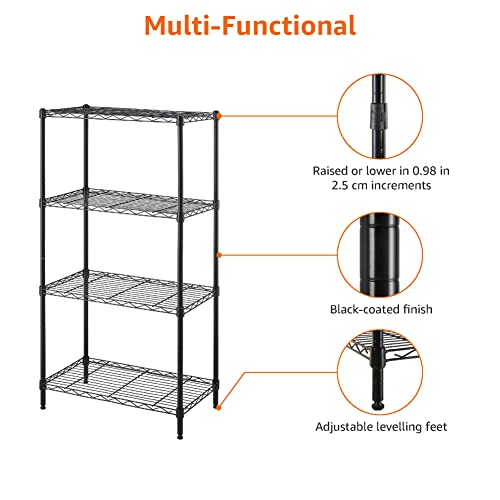 Amazon Basics 3-Shelf Adjustable Steel Wire Rack Storage Shelving, Chrome D243