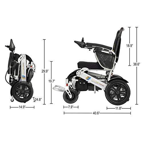 Lightweight Electric Wheelchair for Adults Foldable Power Wheelchair Silver J47737