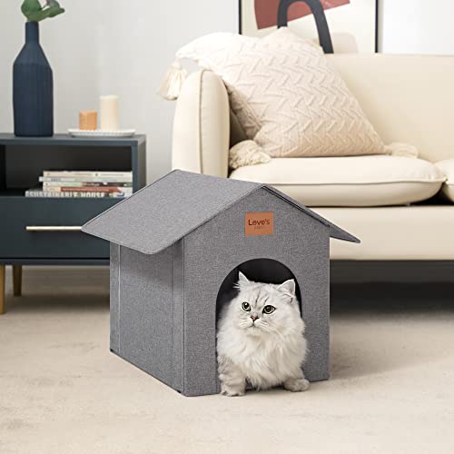 Love's cabin Outdoor Cat House Weatherproof Insulated with Removable Soft Cushion Grey K971