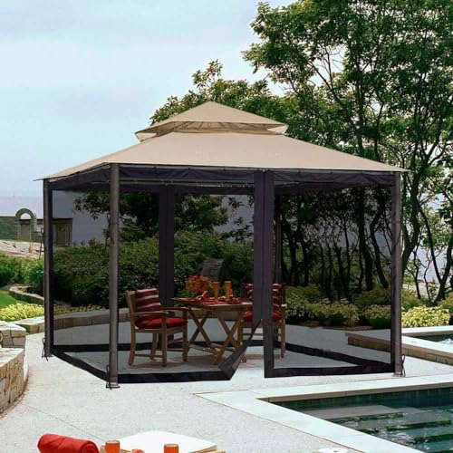 Mosquito Net for 10x10 Gazebo Canopy with Double Door, Black F675597