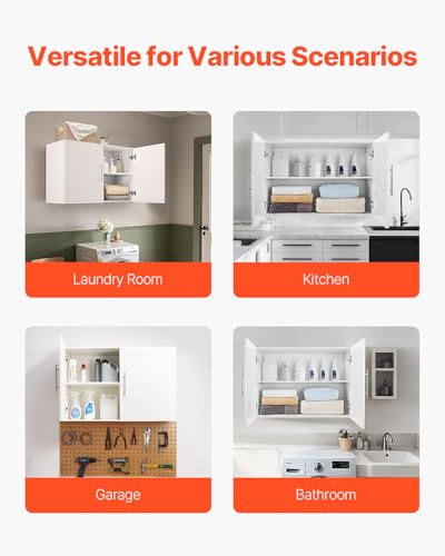 VEVOR 2-Tier Wall Mounted Laundry Cabinet with 2 Doors, White V508463