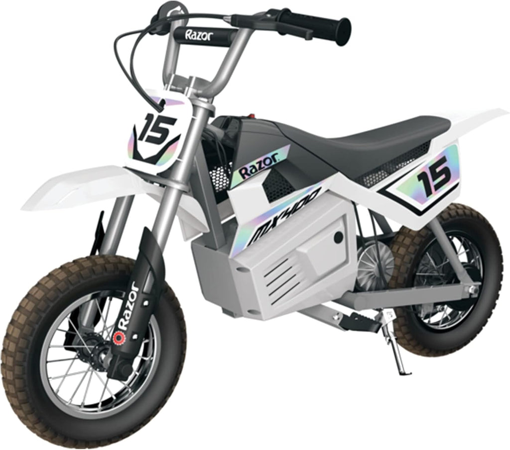Razor MX400 Dirt Rocket 24V Electric Toy Motocross Bike, White, 2 Pack A989827