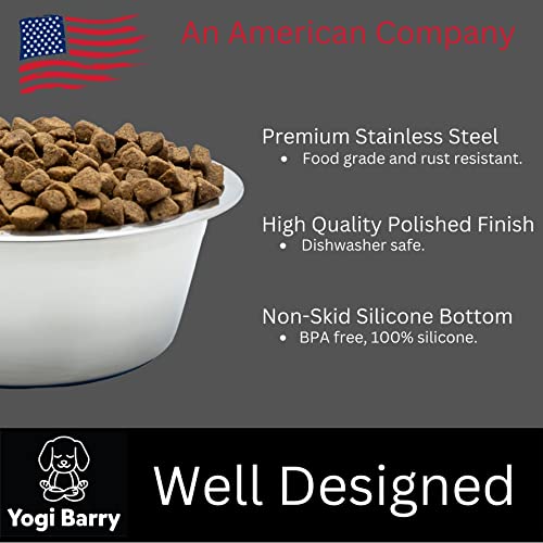 Stainless Steel Dog Bowl with Non-Skid Base, 2 Pack X2796