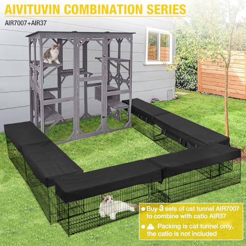 Aivituvin Catio Outdoor Cat Enclosure Large Walk-in Kitty Cage with Tarp Roof G92706