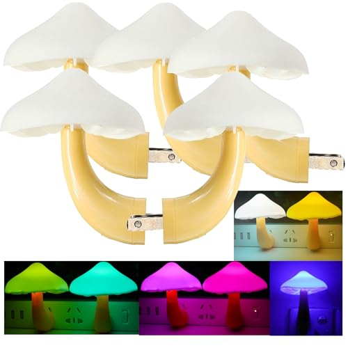 AUSAYE 5Pack Sensor LED Night Light Plug in Mushroom Lamp for Bedroom G797882