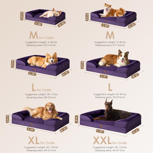 EHEYCIGA Orthopedic Dog Bed for Large Dogs, Waterproof Memory Foam, Grey J323