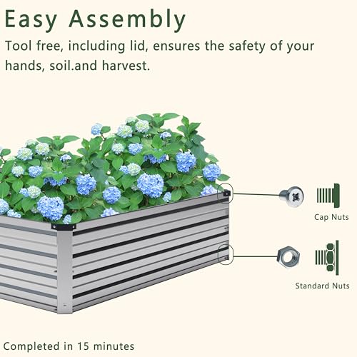 2PCS Galvanized Raised Garden Bed Kit, Metal Planter Box for Outdoor Planting Q36624