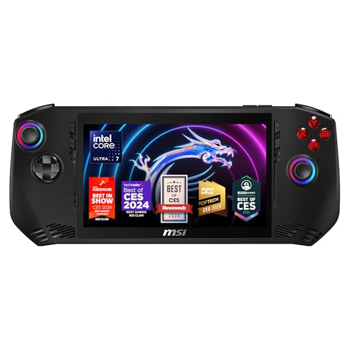 MSI Claw PC Gaming Handheld: Intel Ultra 7-155H, 7" FHD 120Hz Display, 16GB LPDDR5, 512GB NVMe SSD, MicroSD Card Reader, Thunderbolt 4, Win 11 Home: Black A1M-051US