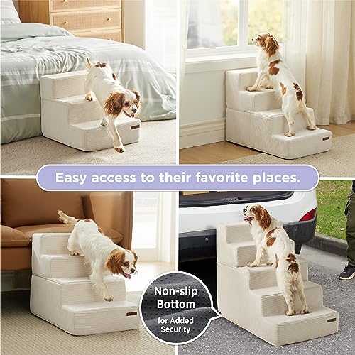 Lesure Dog Stairs for Small Dogs, Folding Pet Steps with Non-Slip Bottom, Grey, 5 Steps P120758