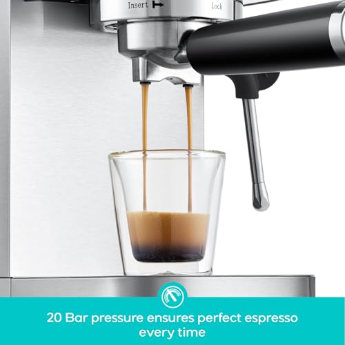 CASABREWS 3700 Essential Espresso Machine 20 Bar, Stainless Steel, Silver D8468