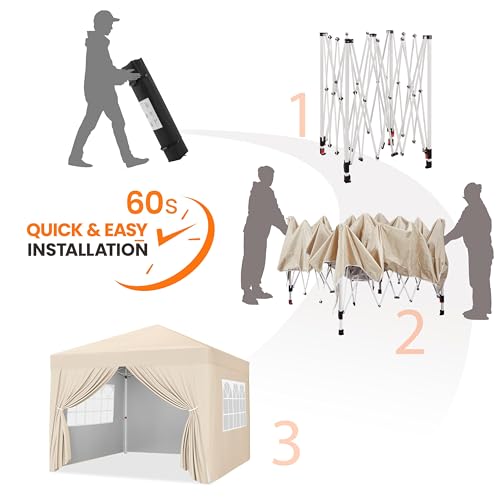 Yaheetech 10x10 Pop Up Canopy with 4 Removable Sidewalls, White F109731