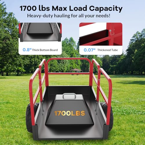 Heavy Duty ATV Dump Cart, 1700 lb Steel Utility Trailer B2285