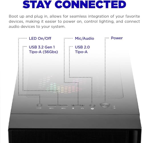 NSXGAMING Nova Desktop Gaming Computer, AMD Ryzen 5 5600G, 16GB DDR4, 512GB SSD N7906