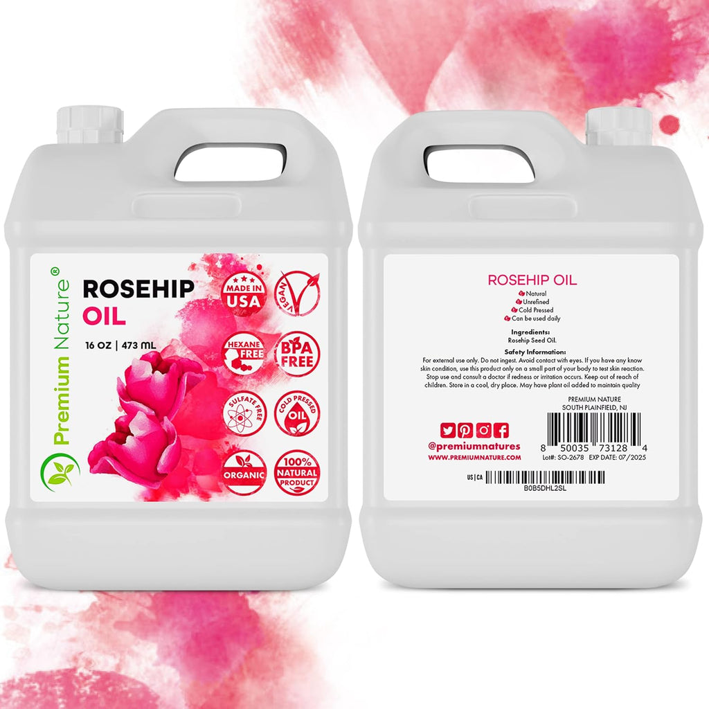 Rosehip Oil for Skin Face Body Hair Nails 16oz Cold Pressed Unrefined X7473