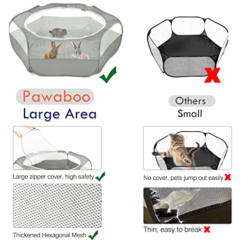 Pawaboo Small Animals Playpen, Waterproof Pet Cage Tent with Zippered Cover, Portable Outdoor Yard Fence, Green C9530
