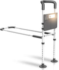 Bed Rails for Elderly Adults Safety - with Motion Light & Storage Pouch, Bedside Assist Bar with Support Legs for Seniors & Surgery Patients - Medical Bed Rail