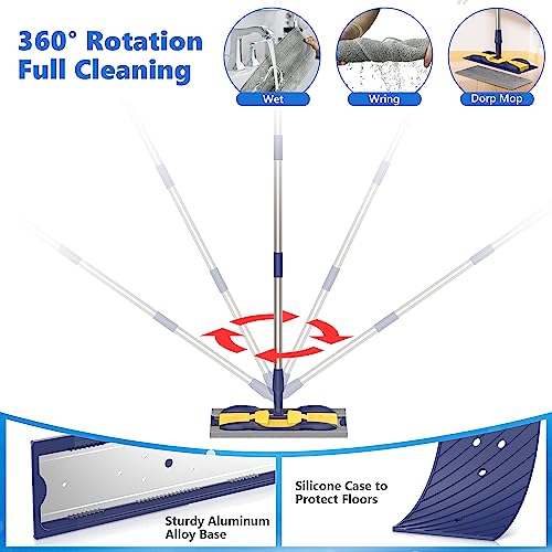 MEXERRIS Microfiber Flat Mop for Hardwood Floors with 4 Mop Pads T91779