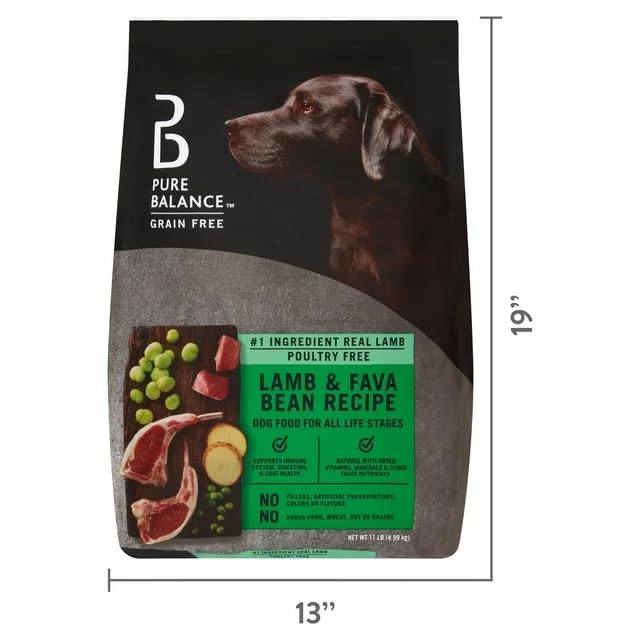 Pure Balance Grain-Free Dry Dog Food, Lamb & Fava Bean, 11 Lbs T5109