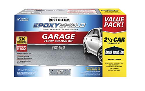 Rust-Oleum EPOXYSHIELD Garage Floor Coating Kit, 1 Car, Gloss Gray W372848