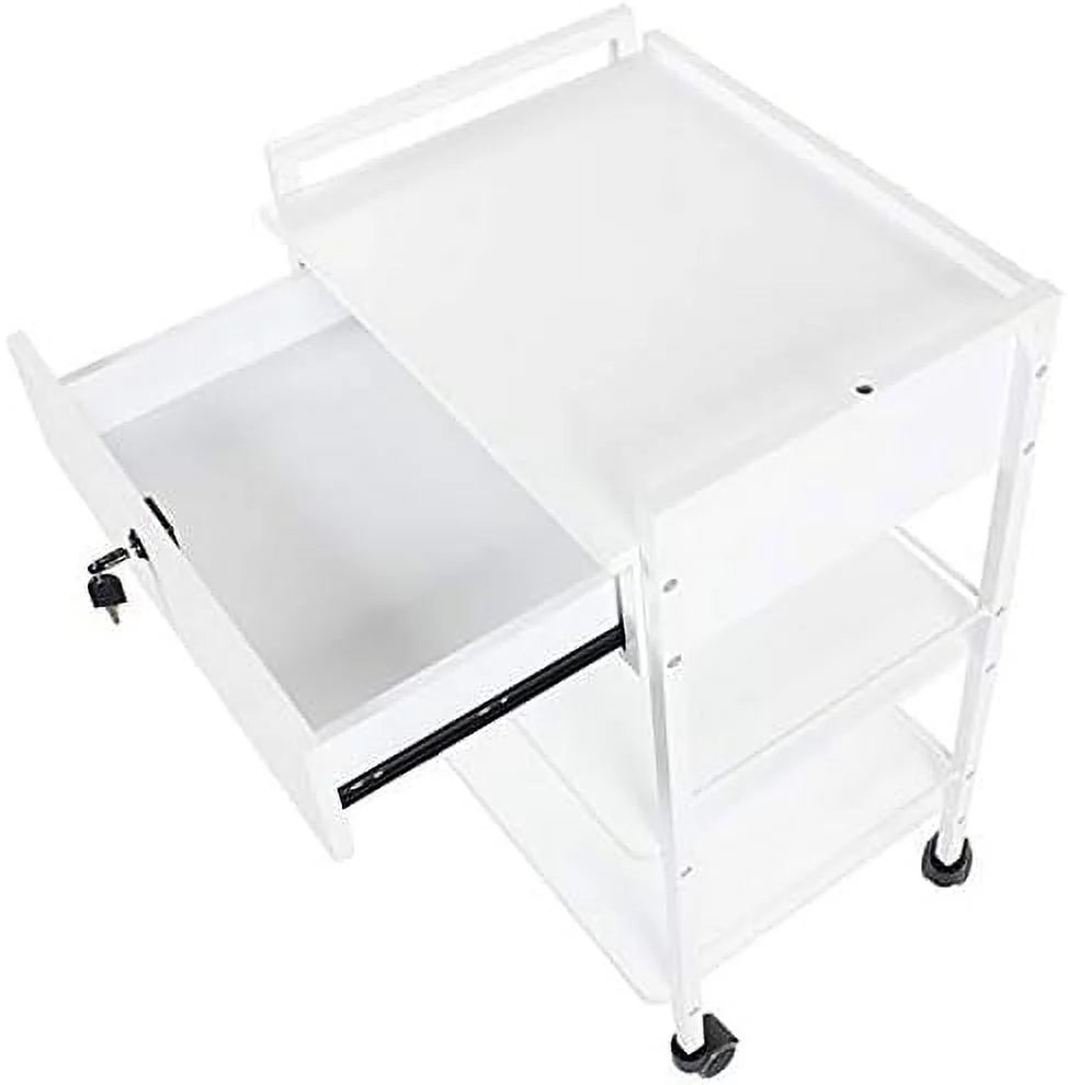 Pro Medical Dental Mobile Utility Cabinet Cart with Steel Frame and One Drawer L7394