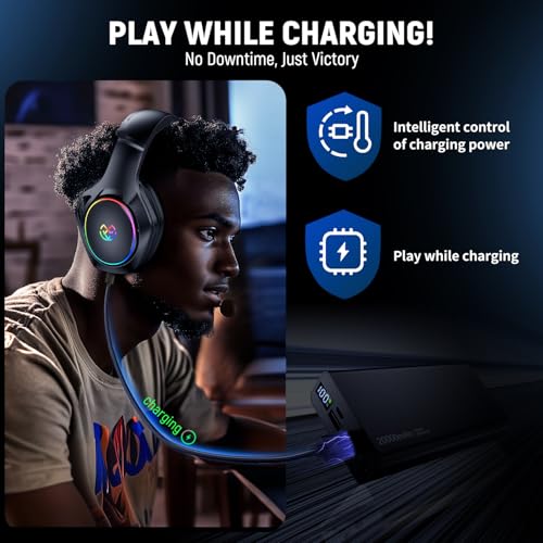 Wireless Gaming Headset for PS5 PS4 PC Switch, 2.4GHz USB & Type-C, 7.1 Surround Sound Q2564
