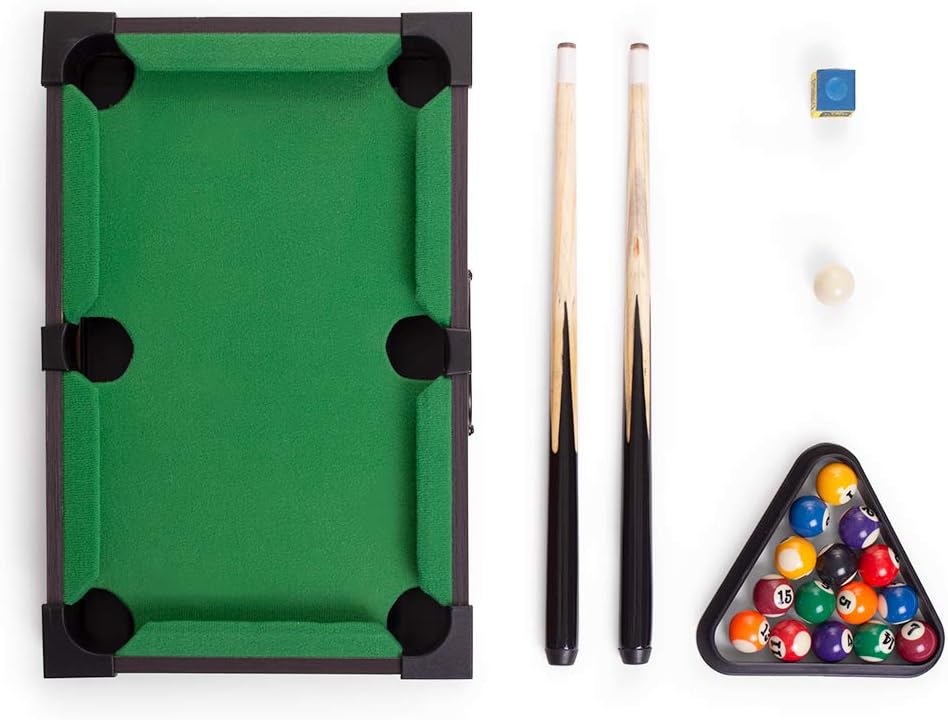 Mini Table Top Pool Set with 2 Cue Sticks and 16 Balls Y388615