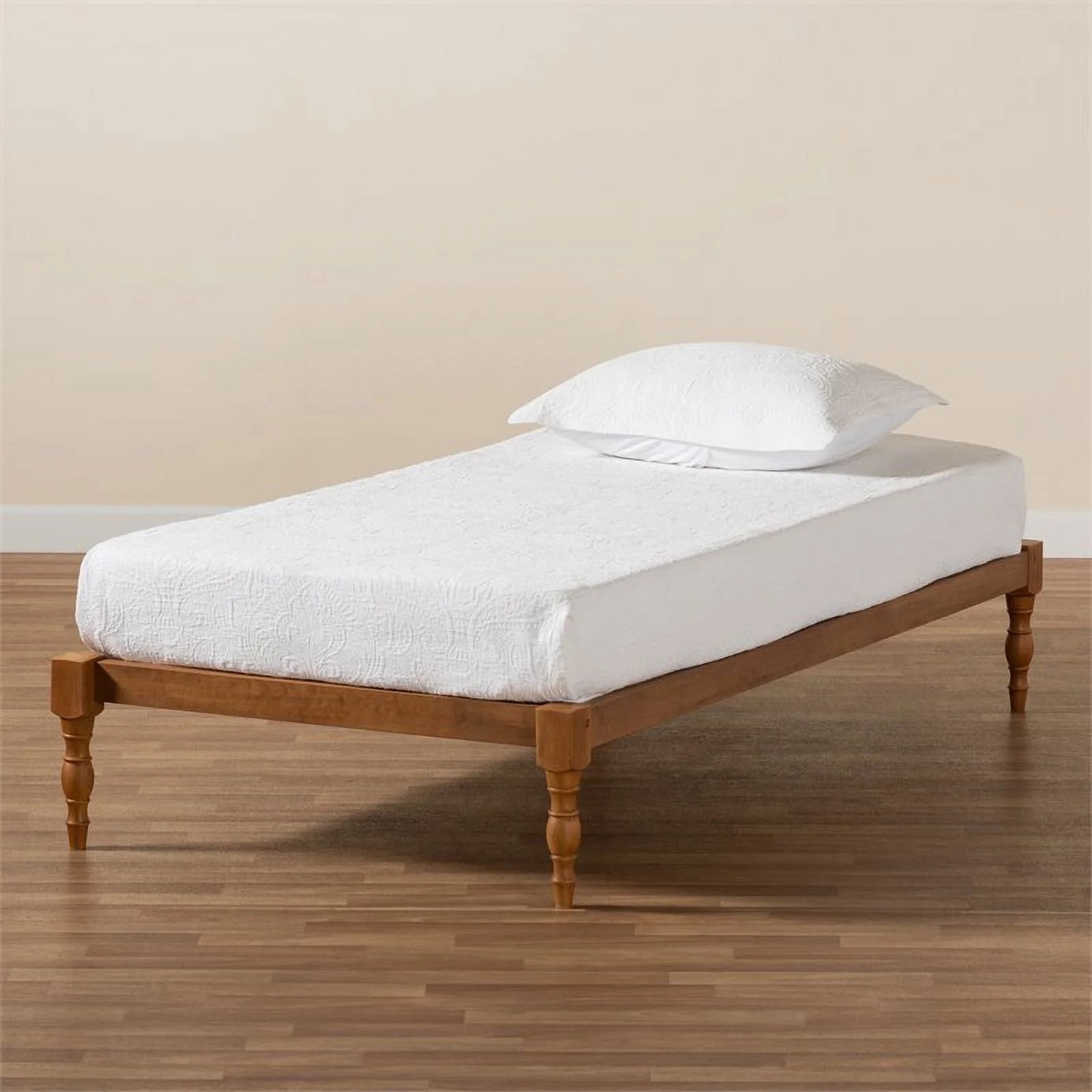 Bowery Hill Walnut Brown Twin Size Wood Platform Bed Frame Y978