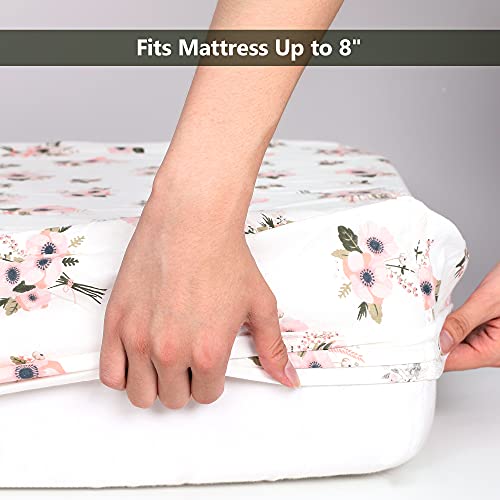 TILLYOU 2 Pack Fitted Crib Sheets - 100% Cotton, White & Charcoal Gray L7613