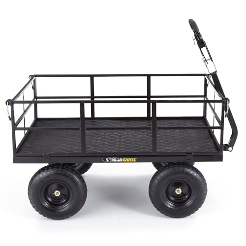 Gorilla Carts Steel Utility Wagon with Removable Side Panels, 1000 lb Capacity, Gray U674568