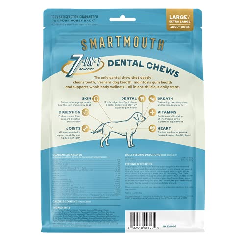 The Missing Link Smartmouth Dental Chew Treats for Small/Medium Dogs, 28 Ct J633
