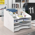 Natwind File Sorter Paper Organizer for Desk Letter Tray Holder for Home Office School（white）