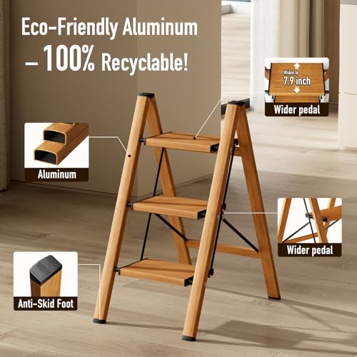 2 Step Lightweight Aluminum Folding Ladder with Anti-Slip Pedals, 330 lbs Capacity D5199