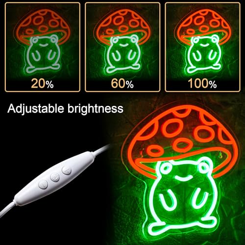WLHOPE Mushroom Frog Neon Light for Wall Decor LED Sign C930185